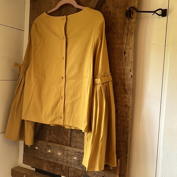 Mustard Yellow Ruffled Sleeve Cotton Top - Picture 5 of 5